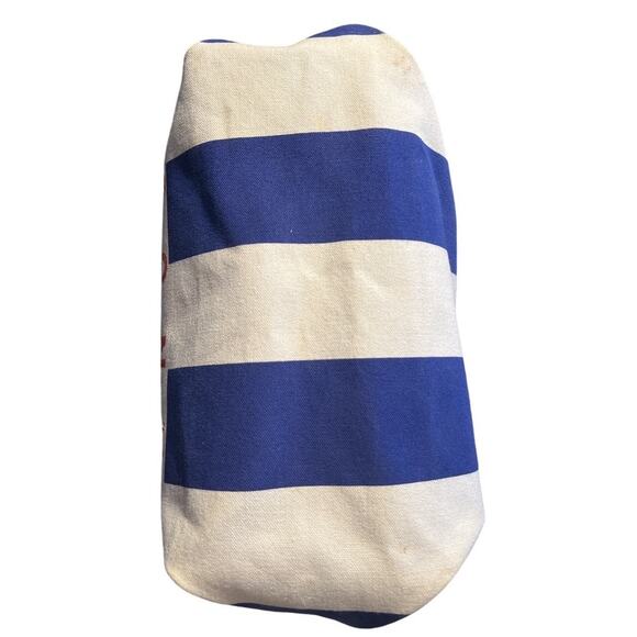 Vintage Poco Loco Club Cancun Mexico Canvas Zippered Tote Bag Blue White Parrot - Picture 9 of 13